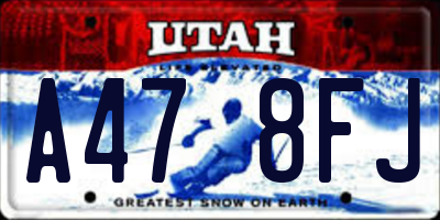 UT license plate A478FJ