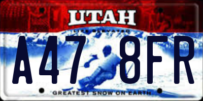 UT license plate A478FR