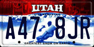 UT license plate A478JR