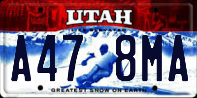 UT license plate A478MA