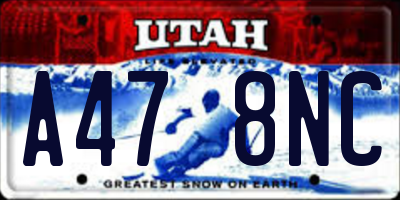 UT license plate A478NC