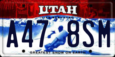 UT license plate A478SM