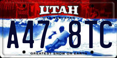 UT license plate A478TC