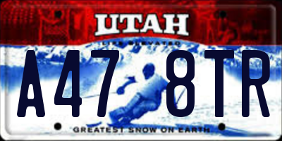 UT license plate A478TR