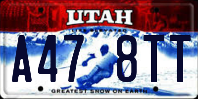 UT license plate A478TT