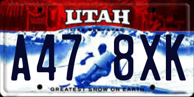 UT license plate A478XK