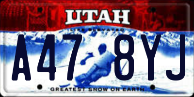 UT license plate A478YJ