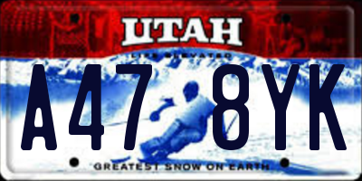 UT license plate A478YK