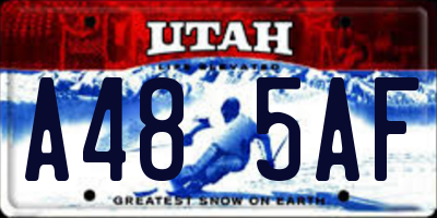 UT license plate A485AF