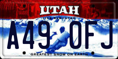 UT license plate A490FJ