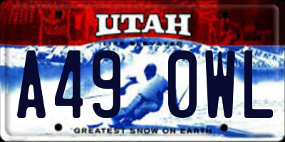UT license plate A490WL