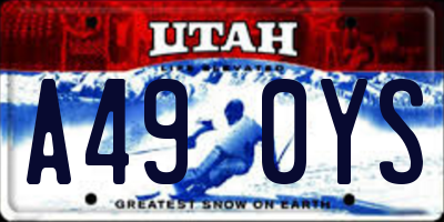 UT license plate A490YS