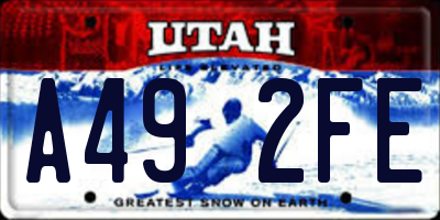 UT license plate A492FE