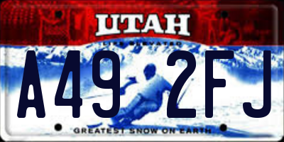 UT license plate A492FJ