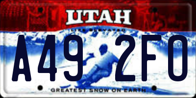 UT license plate A492FO