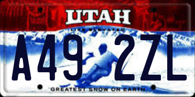 UT license plate A492ZL