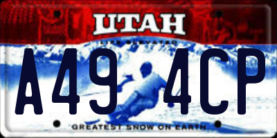 UT license plate A494CP