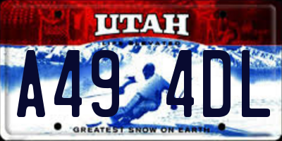 UT license plate A494DL