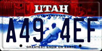 UT license plate A494EF