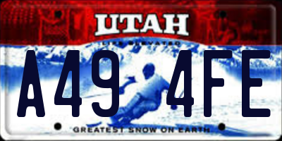 UT license plate A494FE