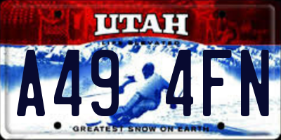 UT license plate A494FN