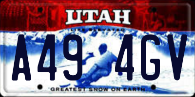 UT license plate A494GV