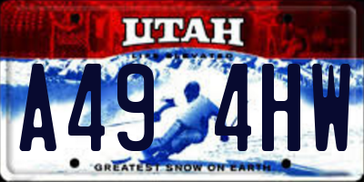 UT license plate A494HW