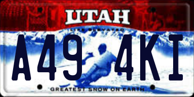 UT license plate A494KI