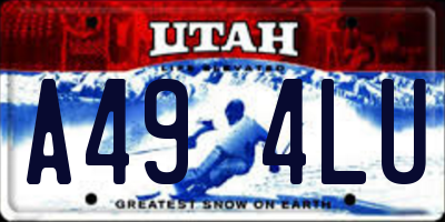 UT license plate A494LU