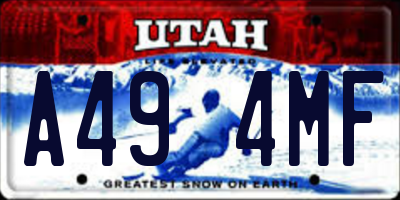 UT license plate A494MF