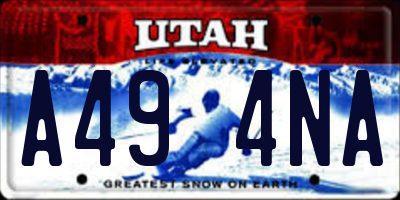 UT license plate A494NA
