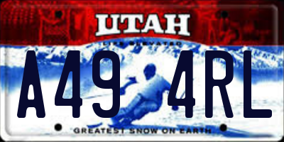 UT license plate A494RL