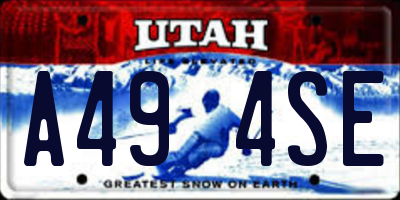 UT license plate A494SE