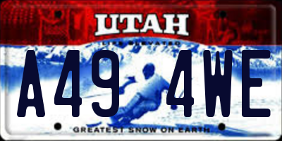 UT license plate A494WE