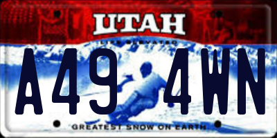 UT license plate A494WN