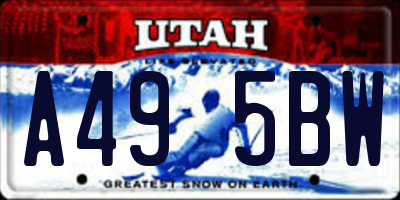 UT license plate A495BW