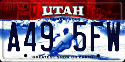 UT license plate A495FW