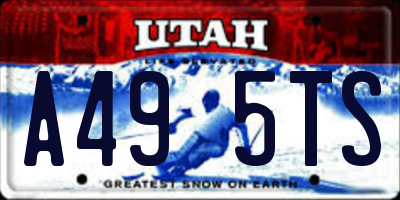 UT license plate A495TS