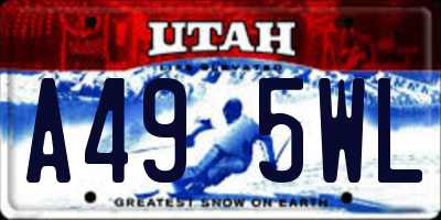UT license plate A495WL