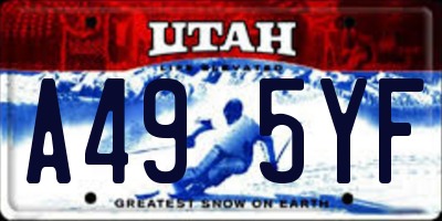 UT license plate A495YF