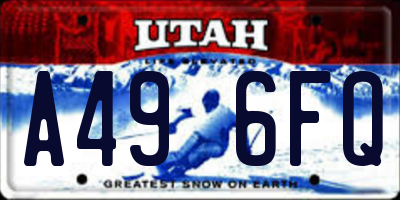 UT license plate A496FQ