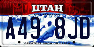 UT license plate A498JD