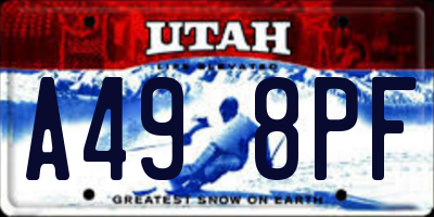 UT license plate A498PF