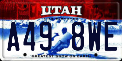 UT license plate A498WE