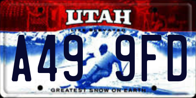 UT license plate A499FD