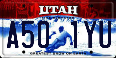 UT license plate A501YU