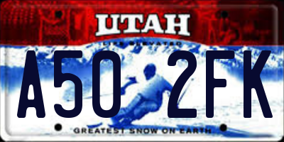 UT license plate A502FK