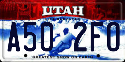 UT license plate A502FO