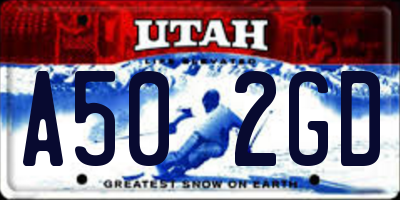 UT license plate A502GD