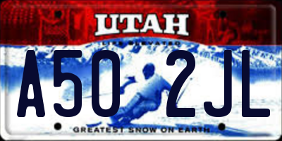 UT license plate A502JL